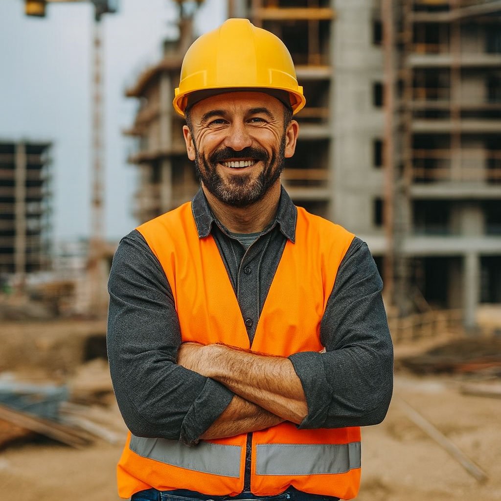 un operatore di matteo costruzioni che sorride
